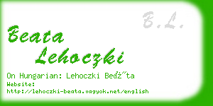 beata lehoczki business card